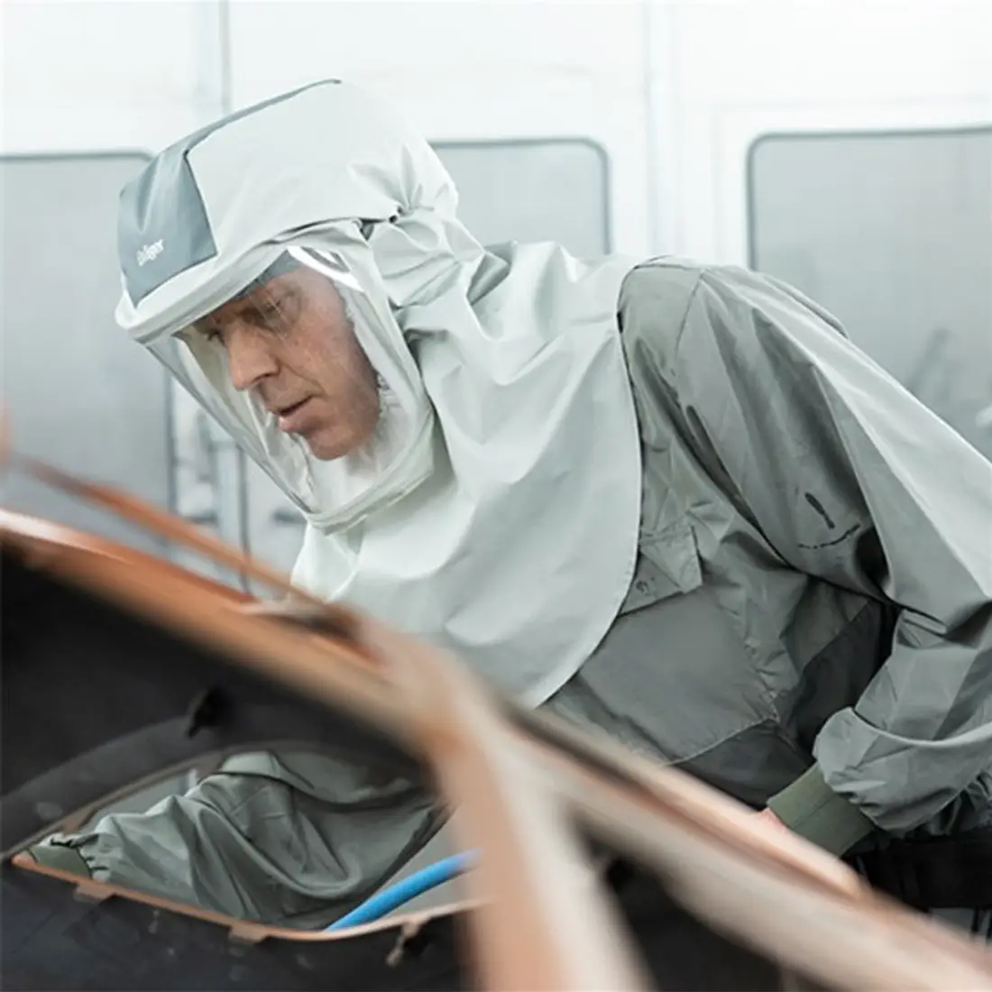 DRÄGER - X-plore 8000 Premiumhaube lang weiß/grau