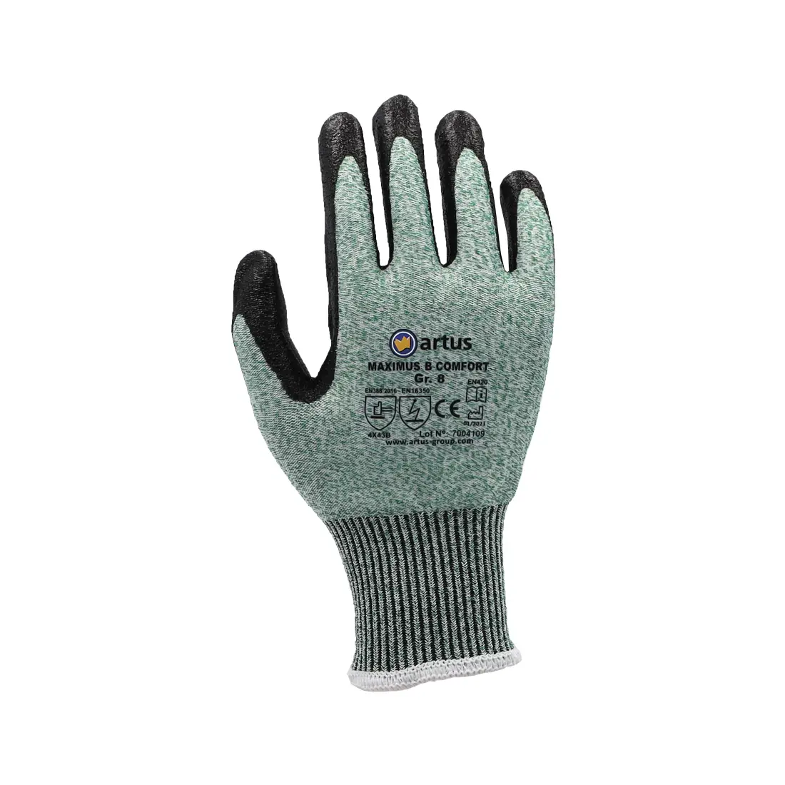ARTUS - Schnittschutzhandschuh Maximus B Comfort weiß/grün meliert